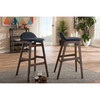 Baxton Studio Bloom Blue Upholstered Walnut Finishing 30-Inches Bar Stool, PK2 123-6798